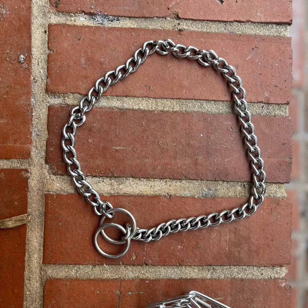 Dog Training collars a Silver Chain and Prong Collar Set